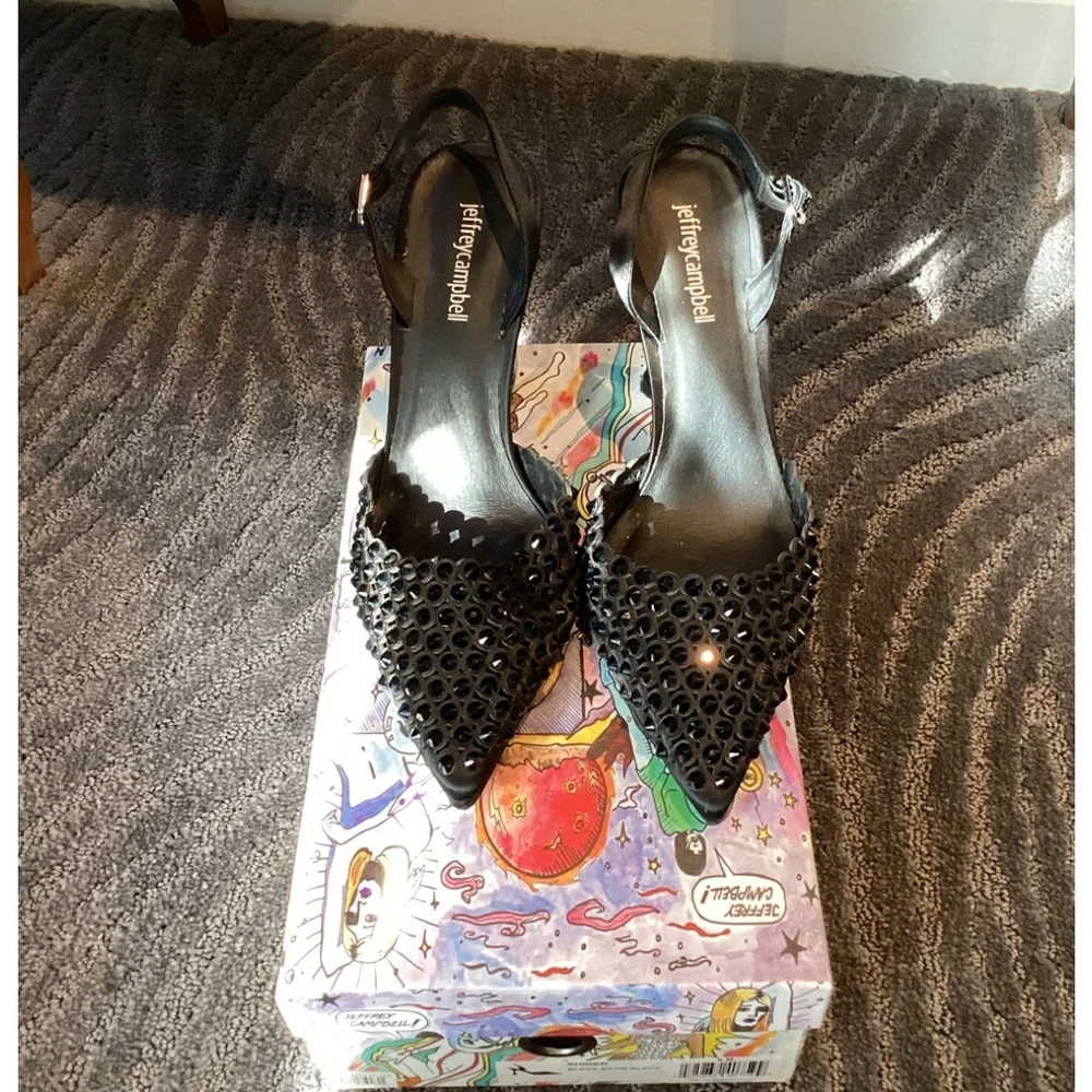 Jeffrey Campbell Shiner Slingback Rhinestone pointed toe pump size 9 Worn 1x - Picture 4 of 15